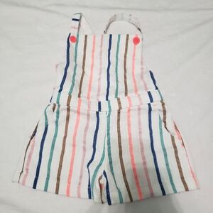 Mini Boden Striped Overall Shorts Romper